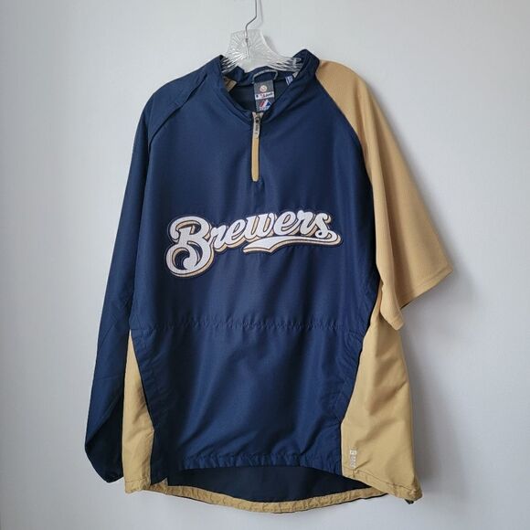 Milwaukee BREWERS Windbreaker Detachable Jacket Majestic Pullover 1/4 Zip XL - Picture 8 of 14